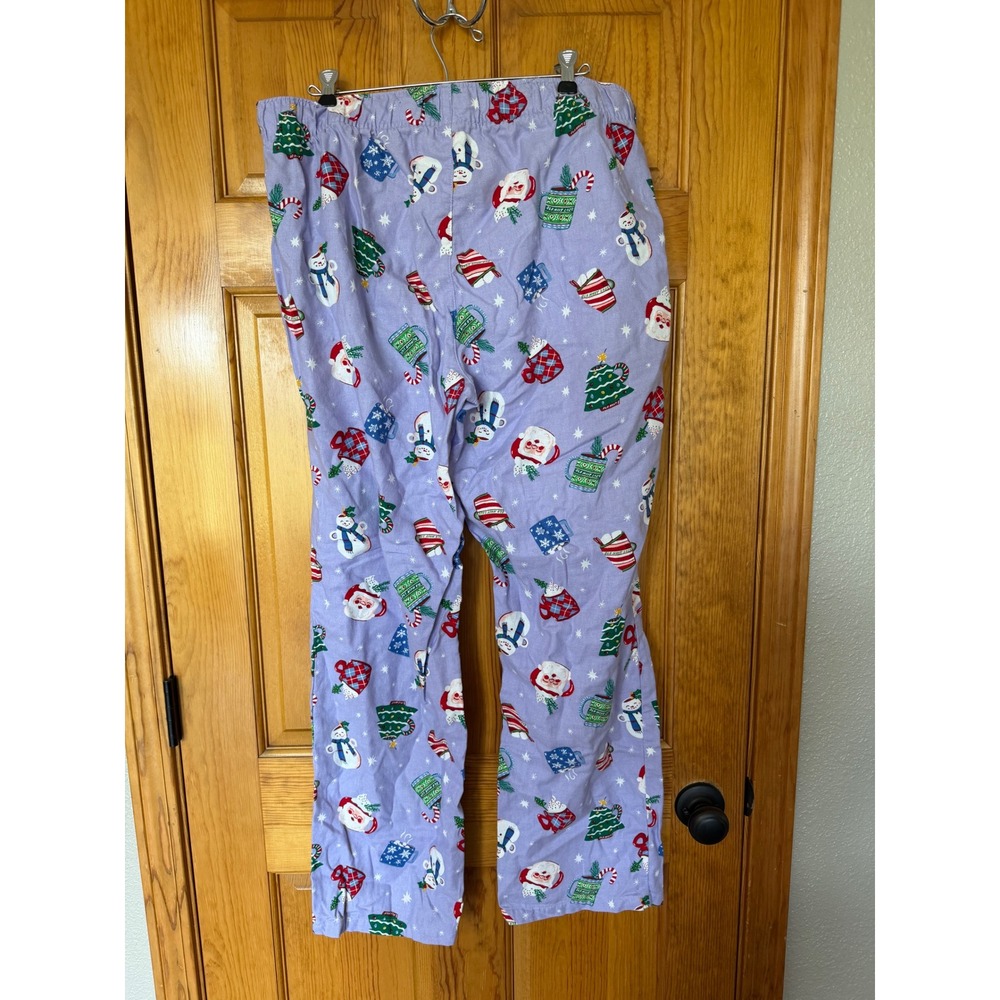 Old Navy Womens Flannel Pajama Pants Purple Christmas Snowman Santa Large - Picture 4 of 5